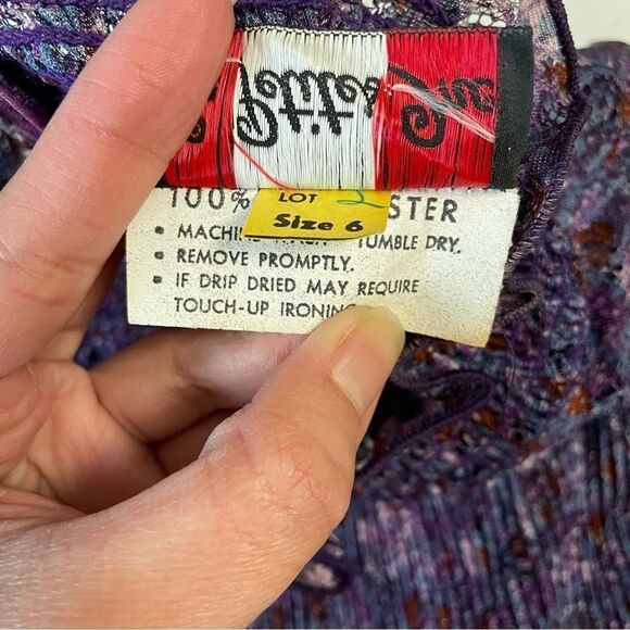 LIZ PETITES INC Vintage‎ Purple Foral Sheer SEE THRU 2-PC BLOUSE & SKIRT size 6! - Picture 10 of 12